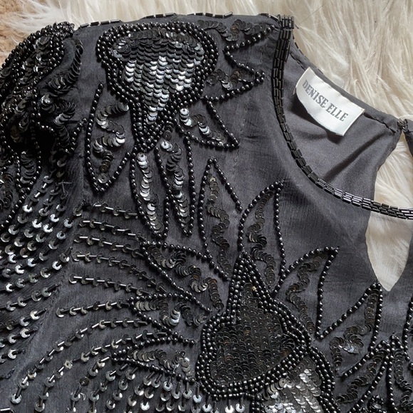 Denise Elle | Vintage 80’s L silk bead and sequin top - Picture 5 of 10